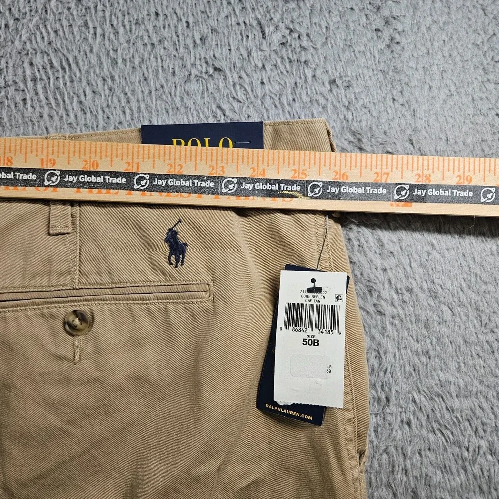 NWT Polo‎ Ralph Lauren Shorts Men 50 B Classic Fit Flat Front Caf Tan